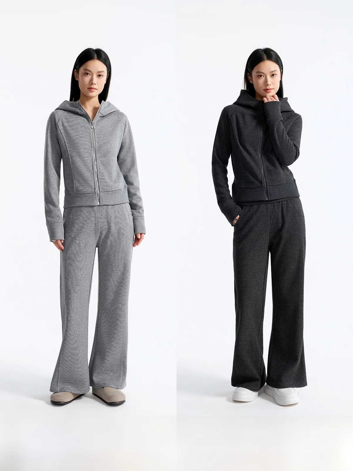 

Комплект из худи и брюк с гладкой, приятной к телу молнией, облегающий, удобный, свободного кроя, из смесового полиэстера, с длинными рукавами