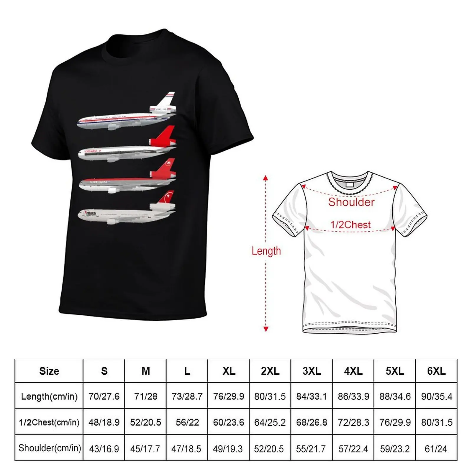 Wings In Uniform - DC-10 - Northwest Airlines - Through The Ages T-Shirt Lightweight Casual Summer T-Shirt