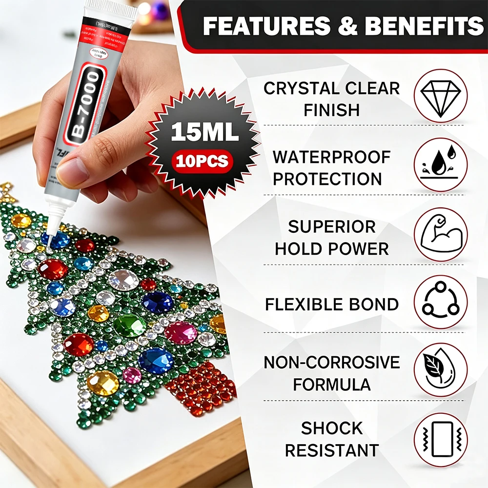 B-7000 Klebstoff Mehrzweck-Transparentklebstoff für Handybildschirmreparaturen, Schmuck, DIY, Strass-Bastelarbeiten, wasserdichter, klarer Klebstoff – Detail 2