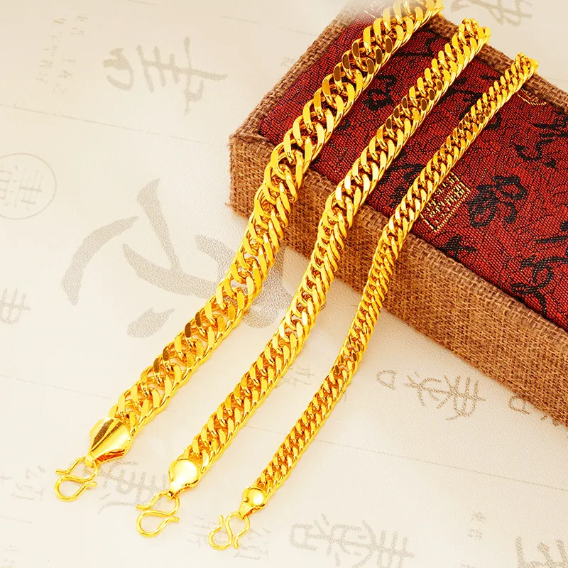 

Luxury 24K 9999 Pure Gold real gold Men's Women's Double Buckle Boss Bracelet
