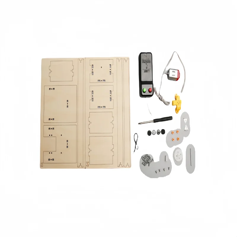 DIY Electric Remote Control Lift Elevator Kit - Wooden Model Science Experiment Puzzle Toy for Kids Educational School Project