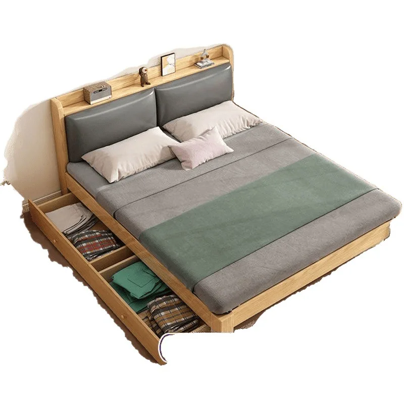 

Full solid wood bed 1.8 meters double master bedroom modern and simple