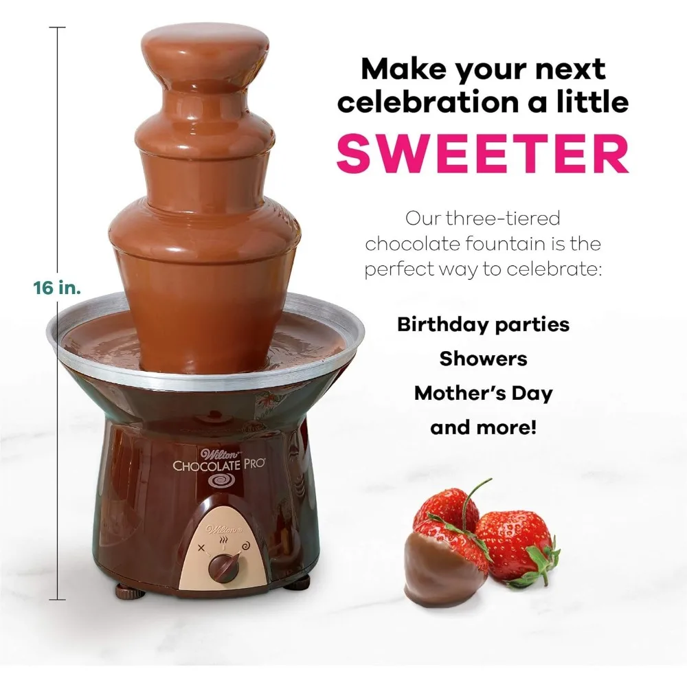 Chocolate Pro Chocolate Fountain and Fondue Fountain - Designed to Keep Chocolate Melted for Easy Treat Dipping, 3-Tier