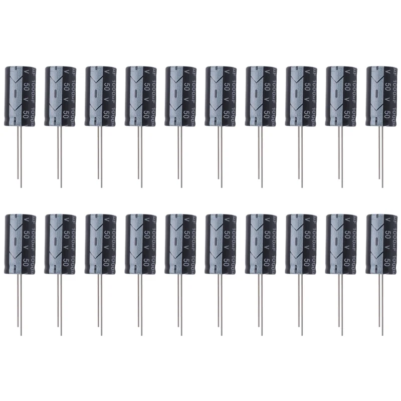 

A25P 20 Pcs 1000Uf 50V 13X25mm Aluminum Electrolytic Capacitors Black