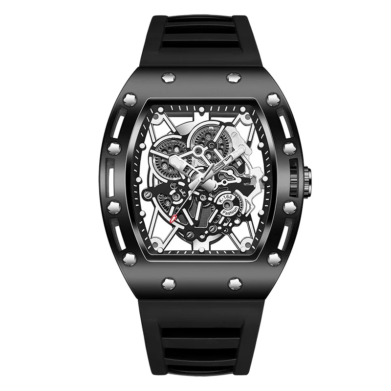 Student luminous waterproof hollow quartz watch barrel-shaped men's watch men's watch