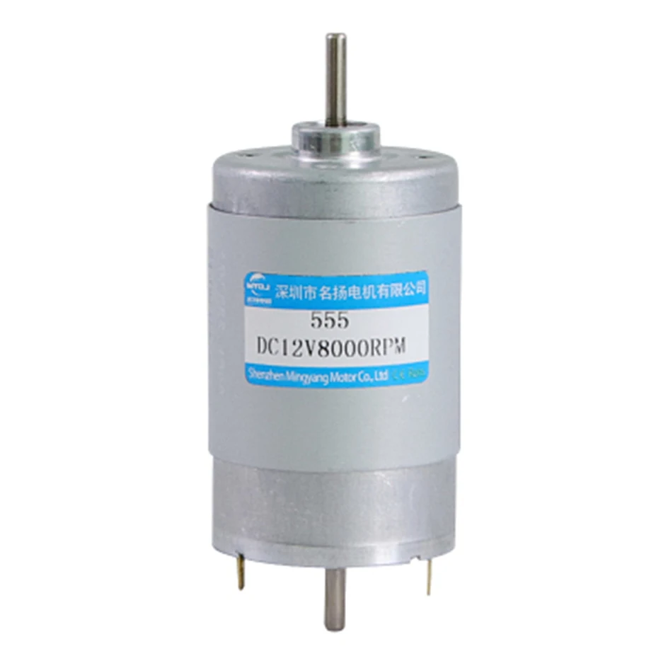 12V 24V R-555 Double Output Shaft DC High-speed Motor High-power Adjustable Speed CW CCW Small Generator Motor