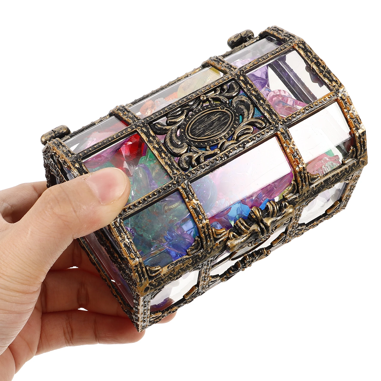 

Pirate Crystal Treasure Chest Set Plastic Acrylic Gems Jewels Child Room Decor Birthday Party Crafts Lightweight