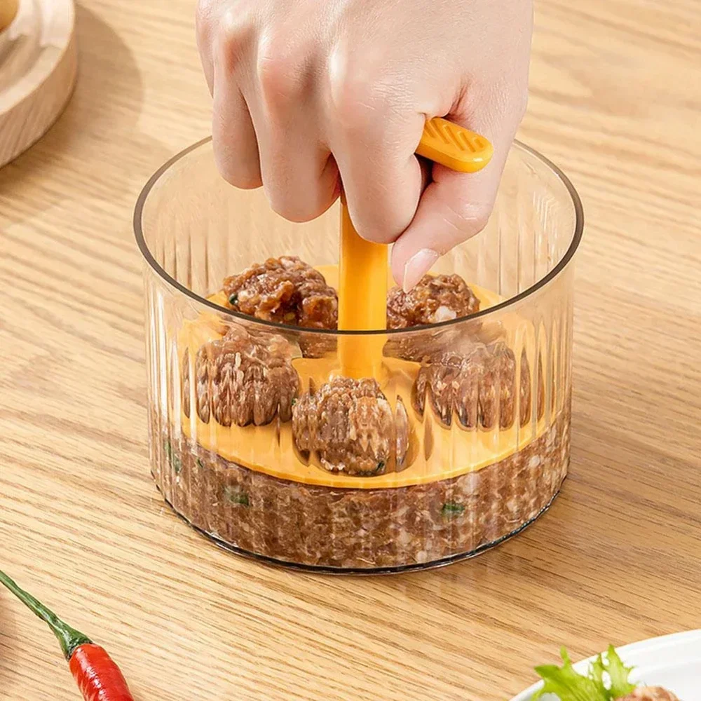 Transparenter Multifunktionaler Fleischbällchen-Former für den Hausgebrauch mit Deckel Kreatives Manuelles Presswerkzeug für Garnelenpaste & Fleischbällchen