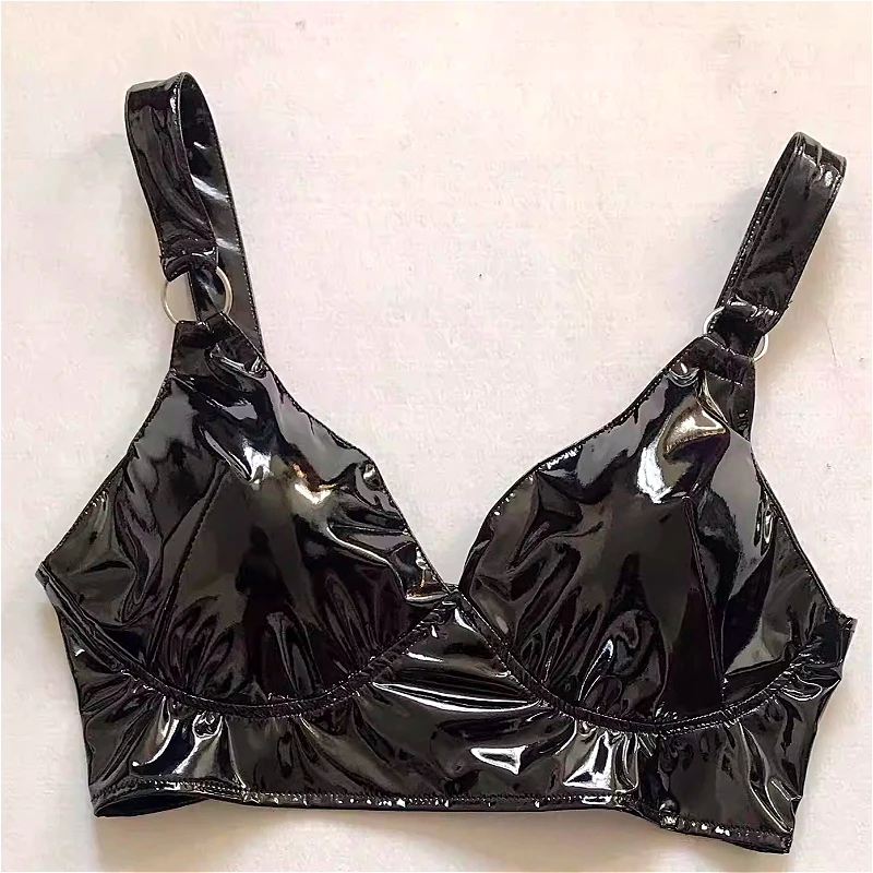 Sexy Girls Camisole Bra Underwear Nightclub Shiny Patent Leather Glossy Corsets Women's Bustiers Dancing Performances Stage Wear