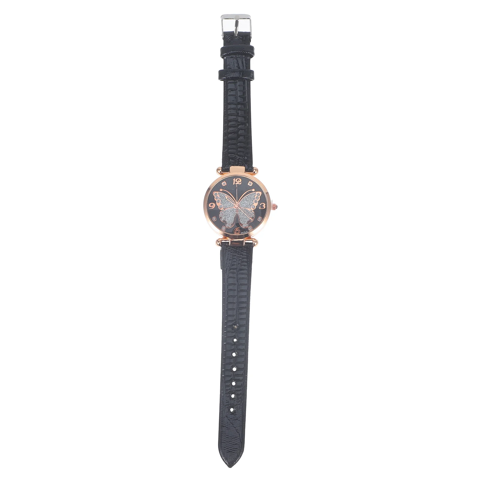 

Glitter Butterfly Quartz Watch Black Silver Ladies Fashion Wrist Women Elegant Stylish Lightweight Accurate Timing Daily Wear