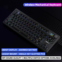Teclado mecánico AULA S87 PRO, retroiluminación RGB personalizada, teclado inalámbrico para juegos Bluetooth con perilla de pantalla, junta de intercambio en caliente