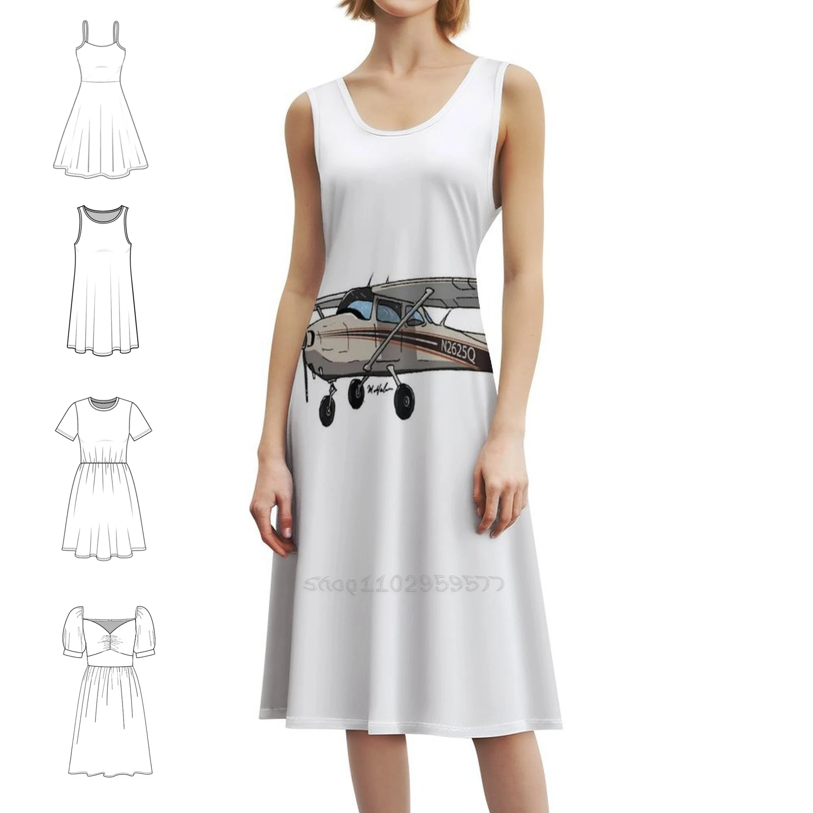 فستان سيسنا 182K N2625Q بوهو شيك أنيق أنيق لحفلات الزفاف على الشاطئ طائرة سيسنا بوش فستان طائرة سيسنا بوش