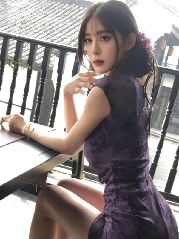 

Новая китайская облегающая длинная юбка Qipao Dr, уникальная винтажная красивая фиолетовая зимняя модная женская одежда Dr