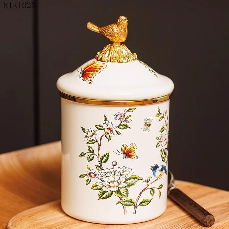 Gilded Bird Set Storage Jar Jewelry Storage Bottle Ornaments Living Room Cotton Swabs Candle Jar Candle Holder Storage Container