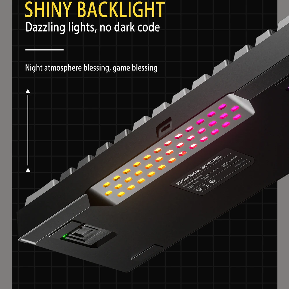 FURYCUBE 63-klawiszowa klawiatura mechaniczna 60% ZA646 przewodowy typ C Hot Swap RGB ILLUSION podświetlana Gamer biała Mini klawiatura do gier