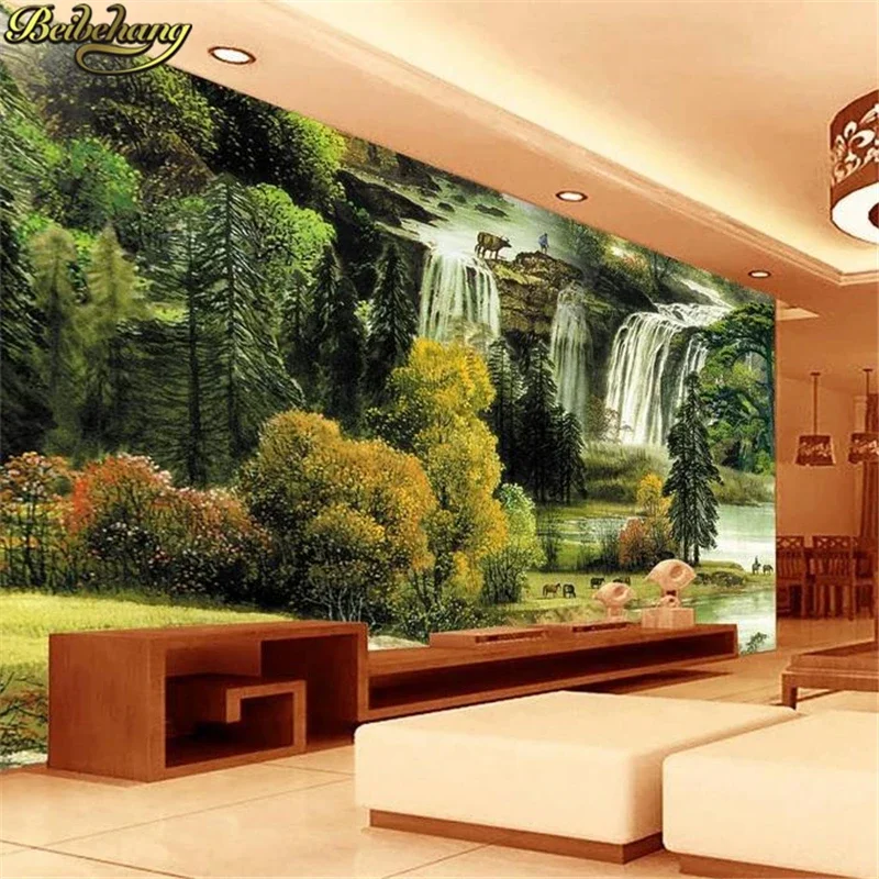 

beibehang 3D обои с изображением зеленых деревьев в европейском стиле для телевизионной зоны, гостиной, спальни, фотообои, 3D фотообои, фотообои с изображением деревьев