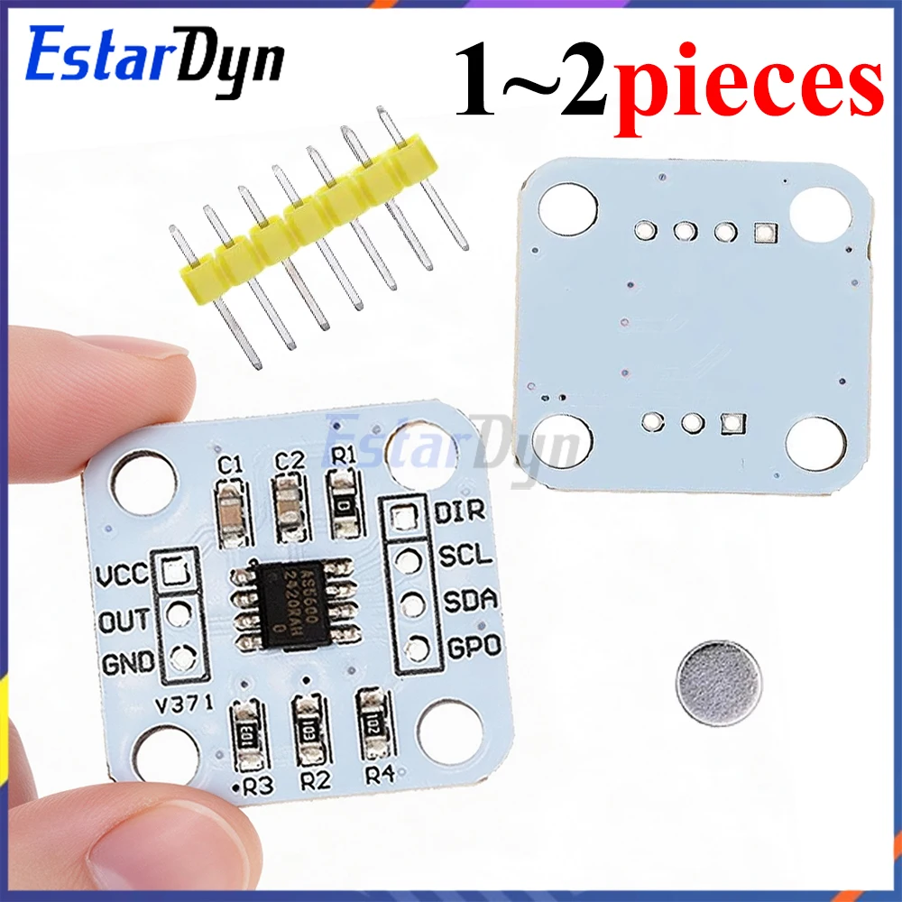 Estardyn 1~2pcs AS5600 Magnetic Encoder Angle Sensor Module 2PCS 12Bit High Precision I2C for STM32 ESP32 MCU DIY