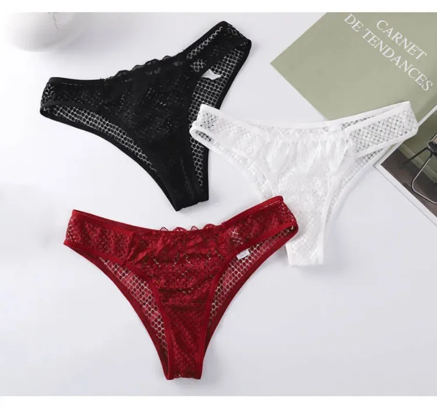Women Sexy Lace Panties Low Waist Transparent Underwear Female G String Thong Comfortable Lingerie Temptation Intimates