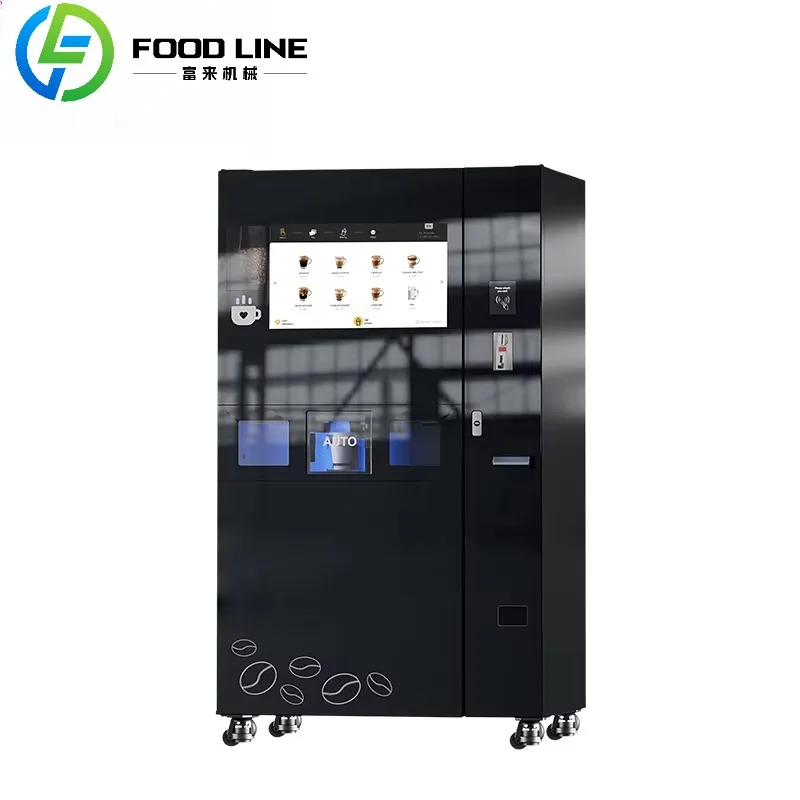 

Bean-to-cup Commercial Freshly Ground Coffee Vending Machine With Ice Maker and Automatic Capping Device for Public Place