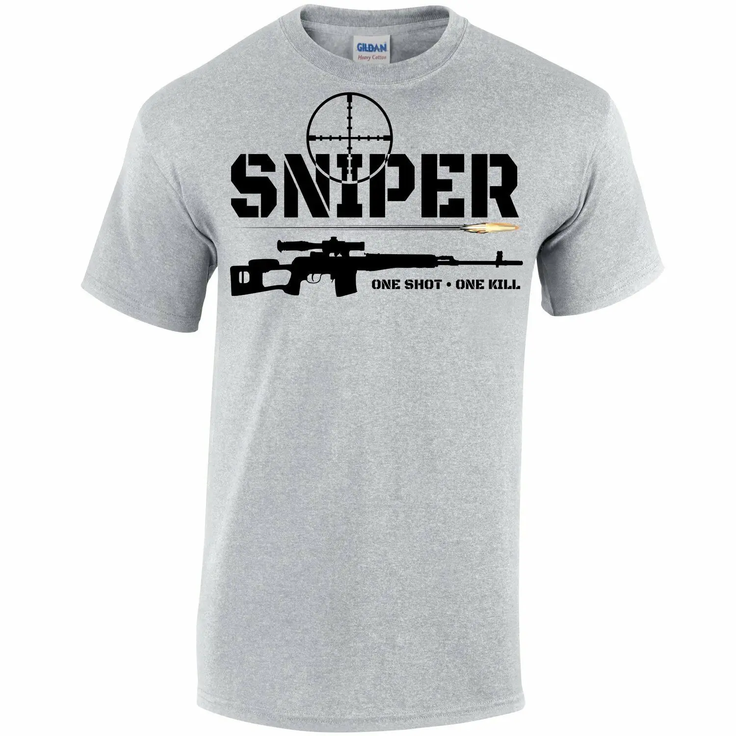 Unique Design Sniper One Shot One Kill T-Shirt. Summer Cotton Short Sleeve O-Neck Mens T Shirt New S-3XL