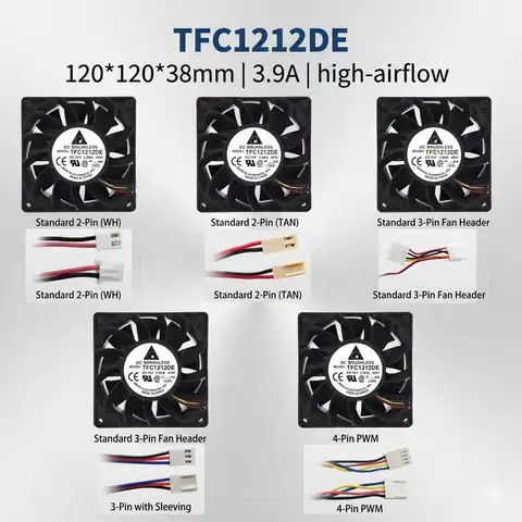 120mm High Speed Fan for Delta TFC1212DE 12038 12V 3.9A PWM Fan | 250CFM ASIC Miner Cooling,5500RPM Dual Ball Bearing