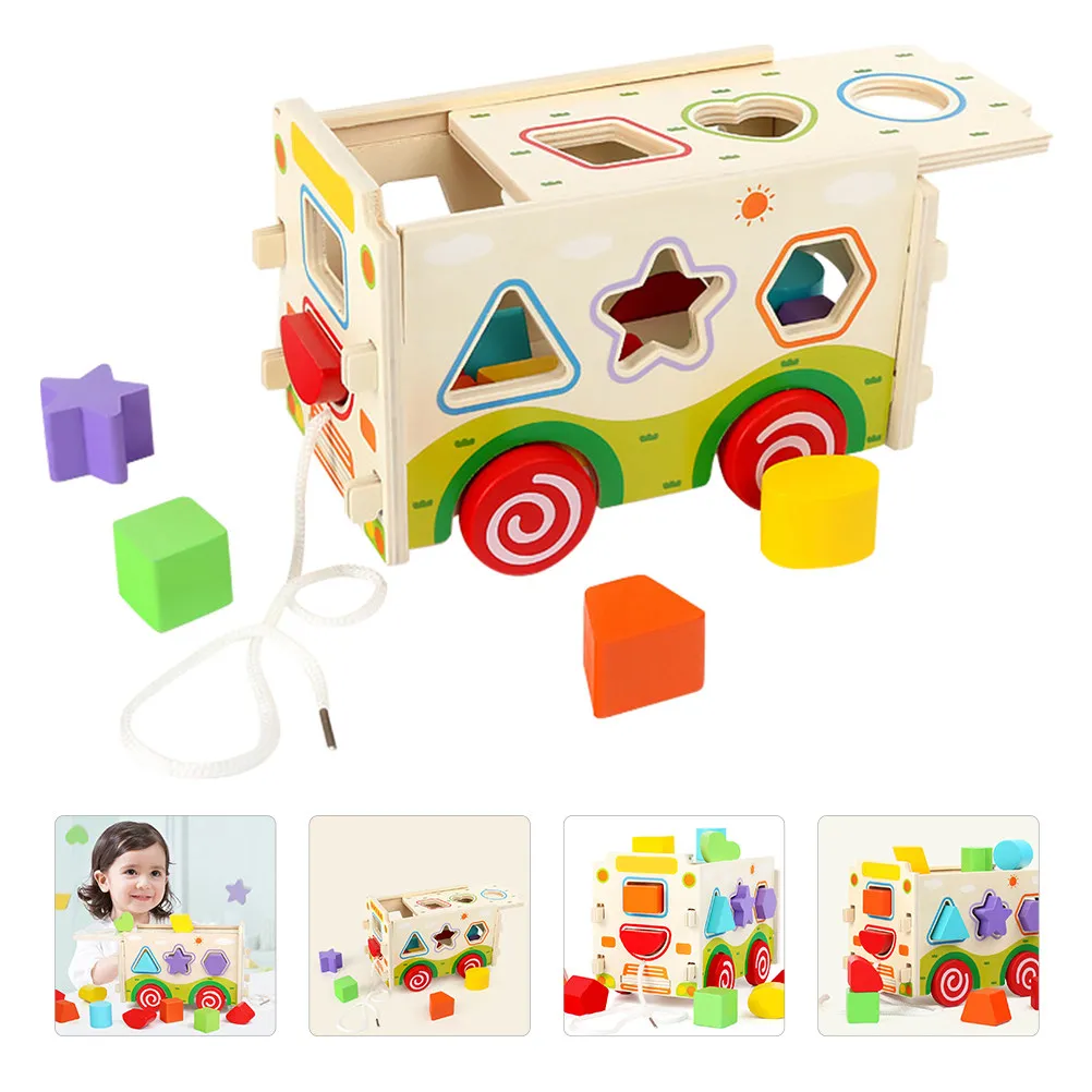 

Bus Shape Wooden Block Educational Shape Matching Early Math Plaything Colorful Blocks Kids Supplies Interesting Kids Plaything