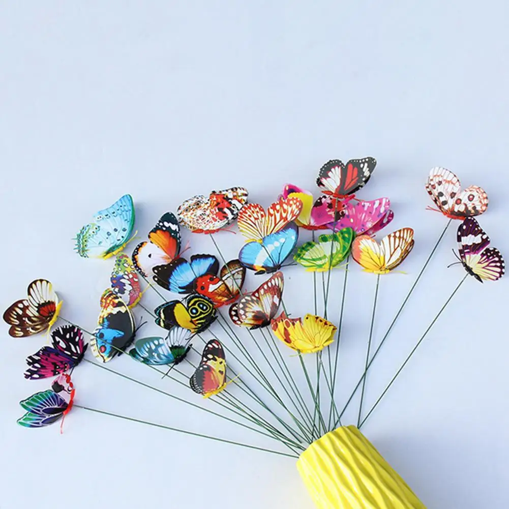 Outdoor Butterfly Decoration Colorful Butterfly Stake Butterfly Stake Set for Outdoor Garden Decor 10 Weather-resistant 3d Fake