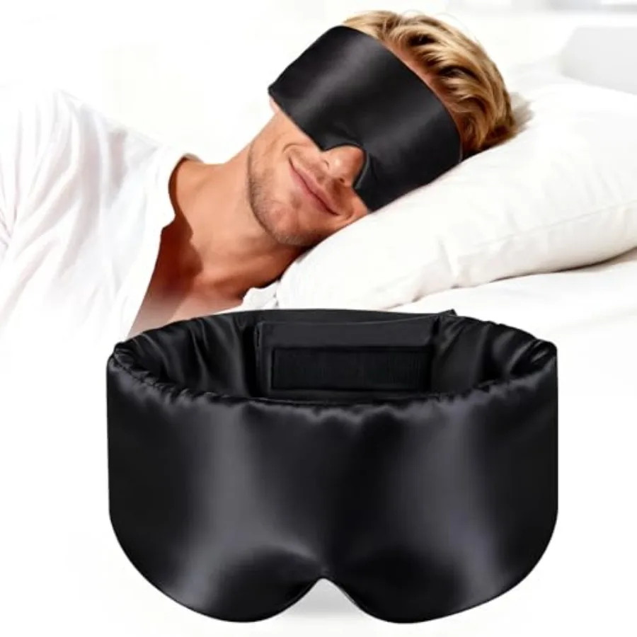 

Silk Sleep Mask 100% Mulberry Silk Eye Mask for Sleeping, Soft Slip Feel, Adjustable Headband, Blackout for Side Sleepers, Men