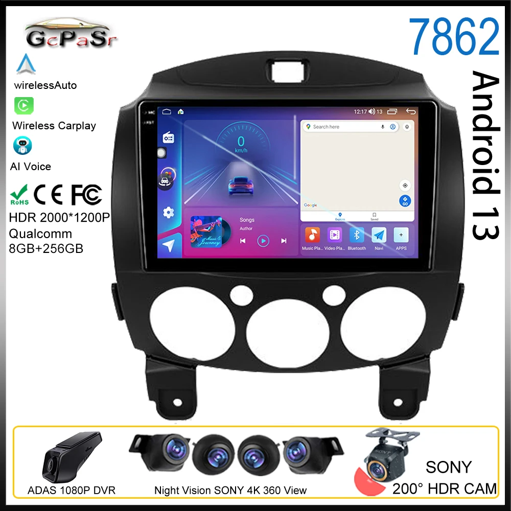 

Android For Mazda 2 2007 - 2014 Multimedia Car 7862 Player Auto Radio GPS Video Navigation Carplay HDR High-performance Cam 5G