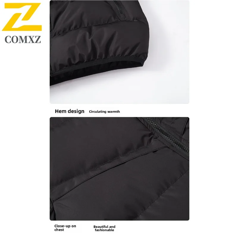 COMXZ Men Casual Color Block Hooded Jacket 2025 European and American Style New Thick Warm Cotton-Padded Winter Cold-proof Coat
