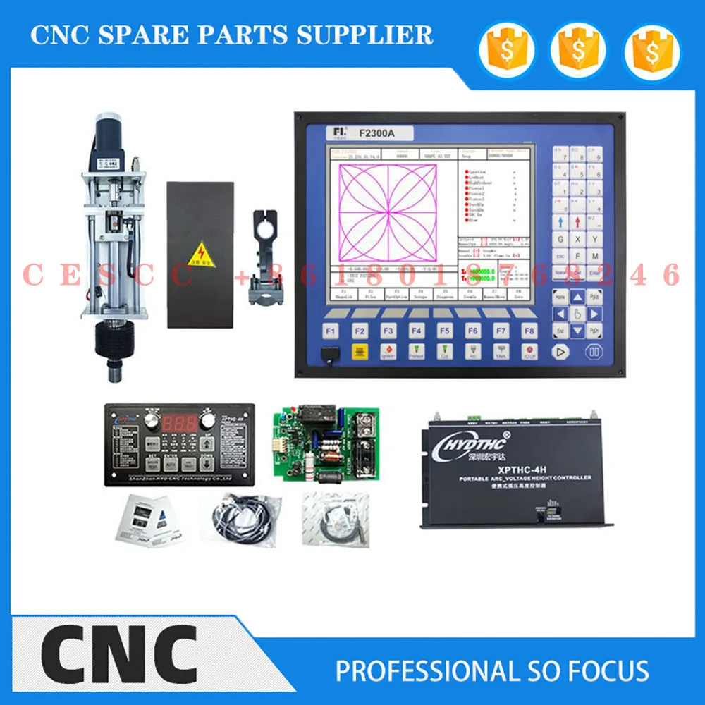 Cnc controller F2300A Kit lifter JYKB-130-DC24V 130mm stroke / XPTHC-4H arc voltage height controller for flame plasma cutting