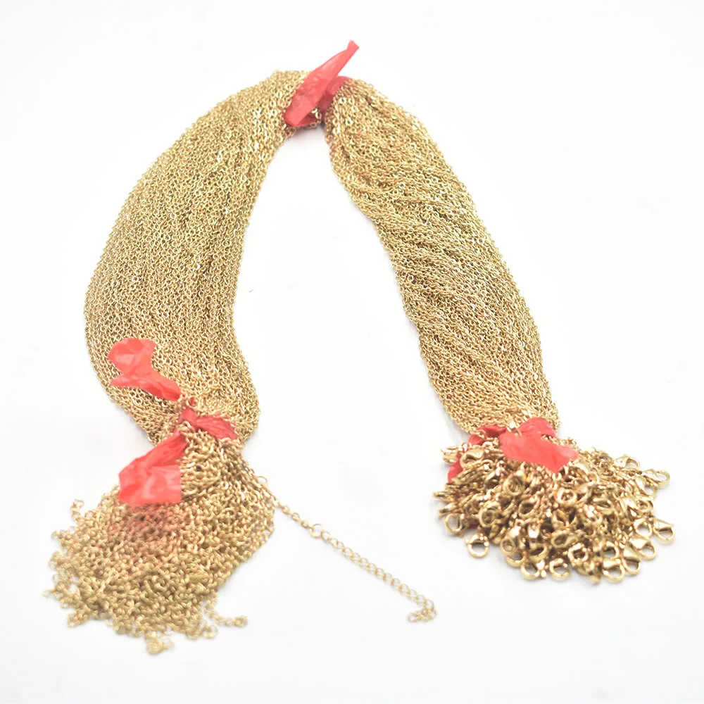 Großhandel 1,5mm Edelstahl-Halskettenseil 45+5cm goldfarbene Kette mit Karabinerverschluss DIY Schmuckzubehör 100 Stück/Los Großhandel – Detail 2