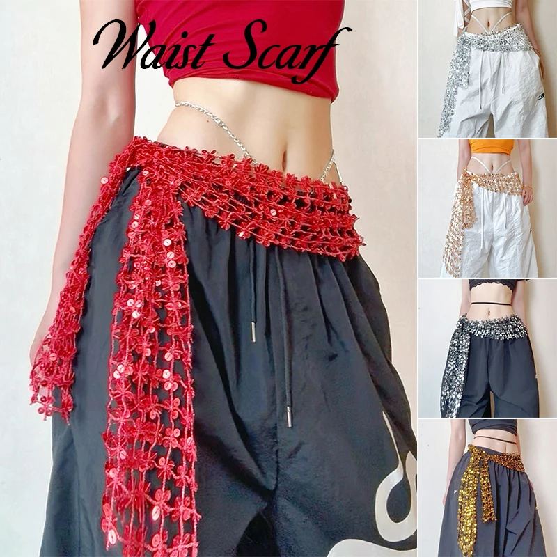 

Sequin Hip Scarf Ballroom Jazz Dance Wear Tassel Waist Chain Wrap Skirt Dance Belt Hip-hop Waist Scarf Belly Dancing Costume