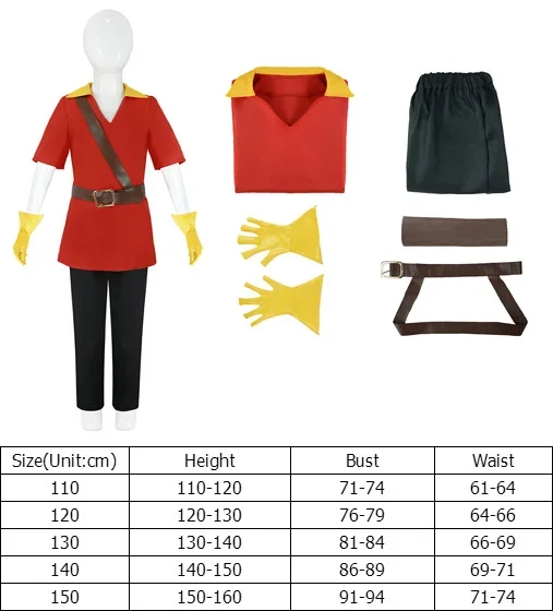 

Kids Cosplay Gaston Costume Children Beauty Cartoon Roleplay Beast Shirt Pants Belt Gloves Outfits Halloween Carnival Party Suit