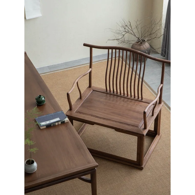 كرسي التأمل من الخشب الصلب، كرسي قبعة رسمي من خشب الجوز الأسود، كرسي التأمل #4