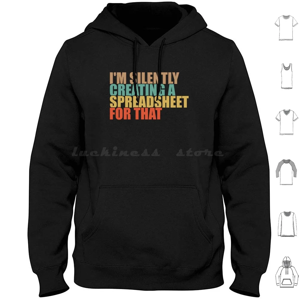 Je suis en train de créer silencieusement une feuille de calcul pour les hoodies à manches longues, destinée aux comptables, analyseurs de données et spécialistes en données.