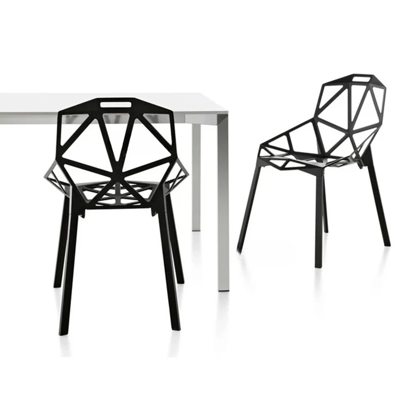 

Designer Hollow Dining Chair Outdoor Garden Furniture Sets Nordic Leisure Plastic Chair Home Patio Aluminum Alloy Backrest Chair