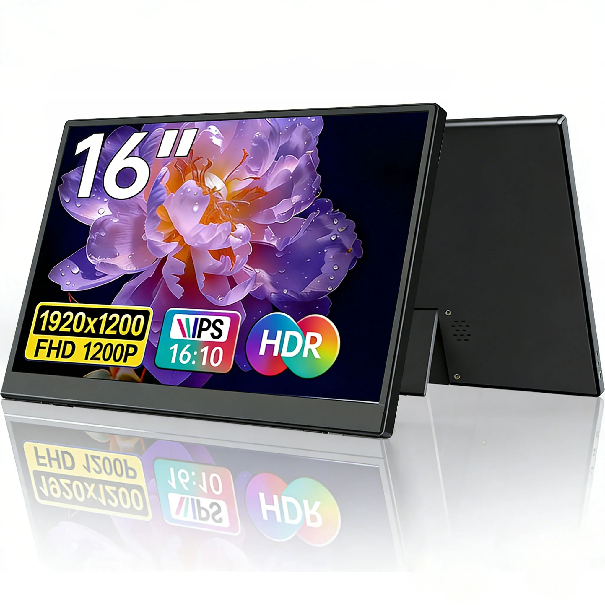 

16-дюймовый портативный монитор 1920x1200P IPS для игр, компьютерный дисплей для путешествий, ноутбуков, Switch, PS4, PS5, Xbox