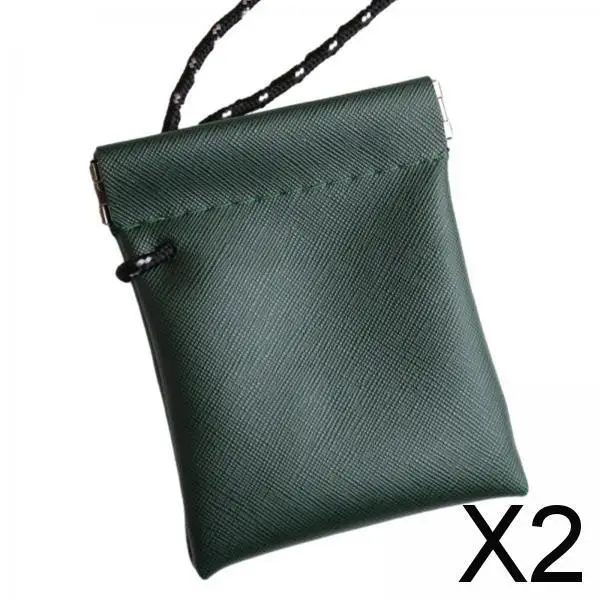 

2xHanging Neck Pouch Key Bag Small Wallet Storage Bag for Men Women Earbud Bag Green