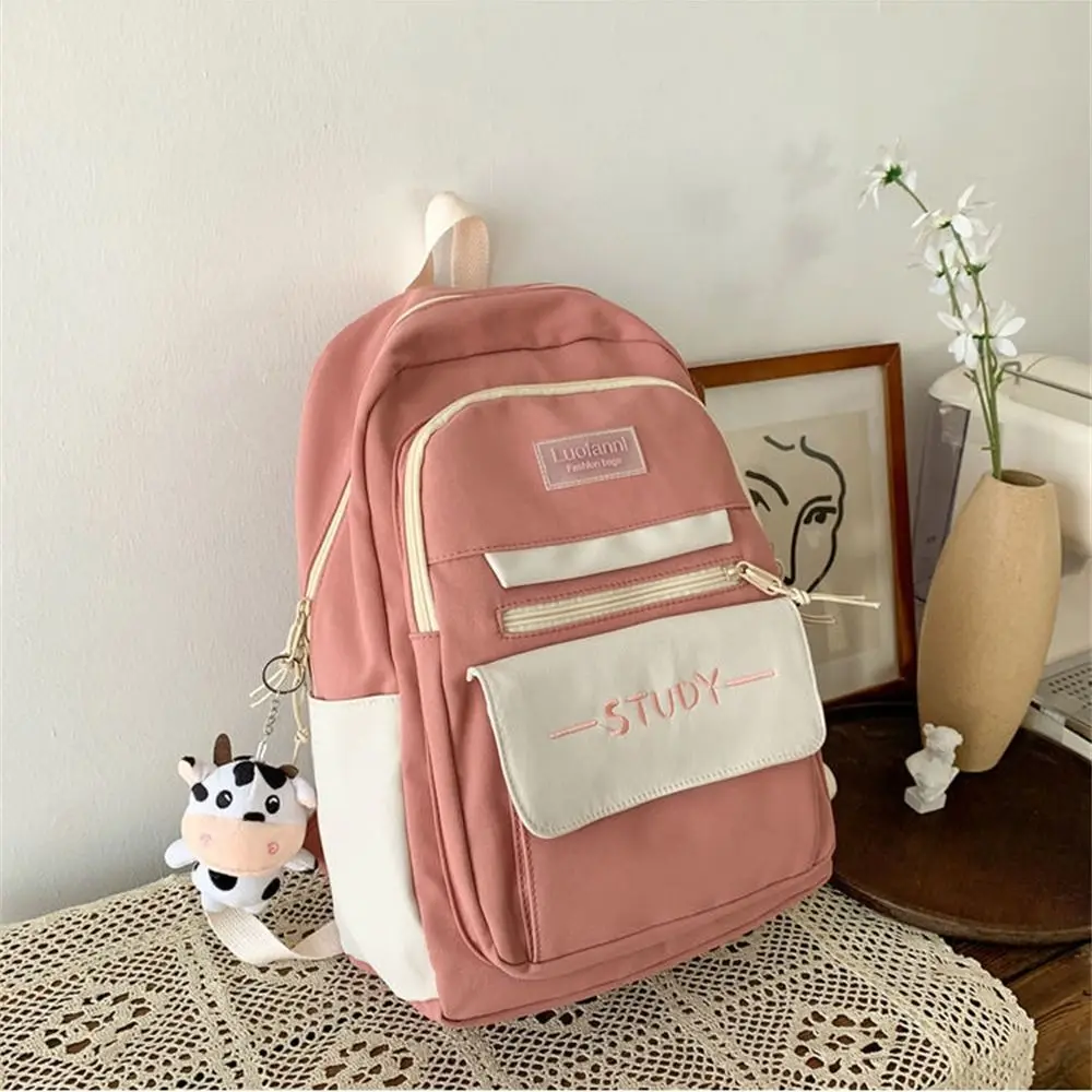 Moda náilon grande capacidade mochila cor pura multi-função estudante saco de escola à prova dwaterproof água sacos feminino masculino