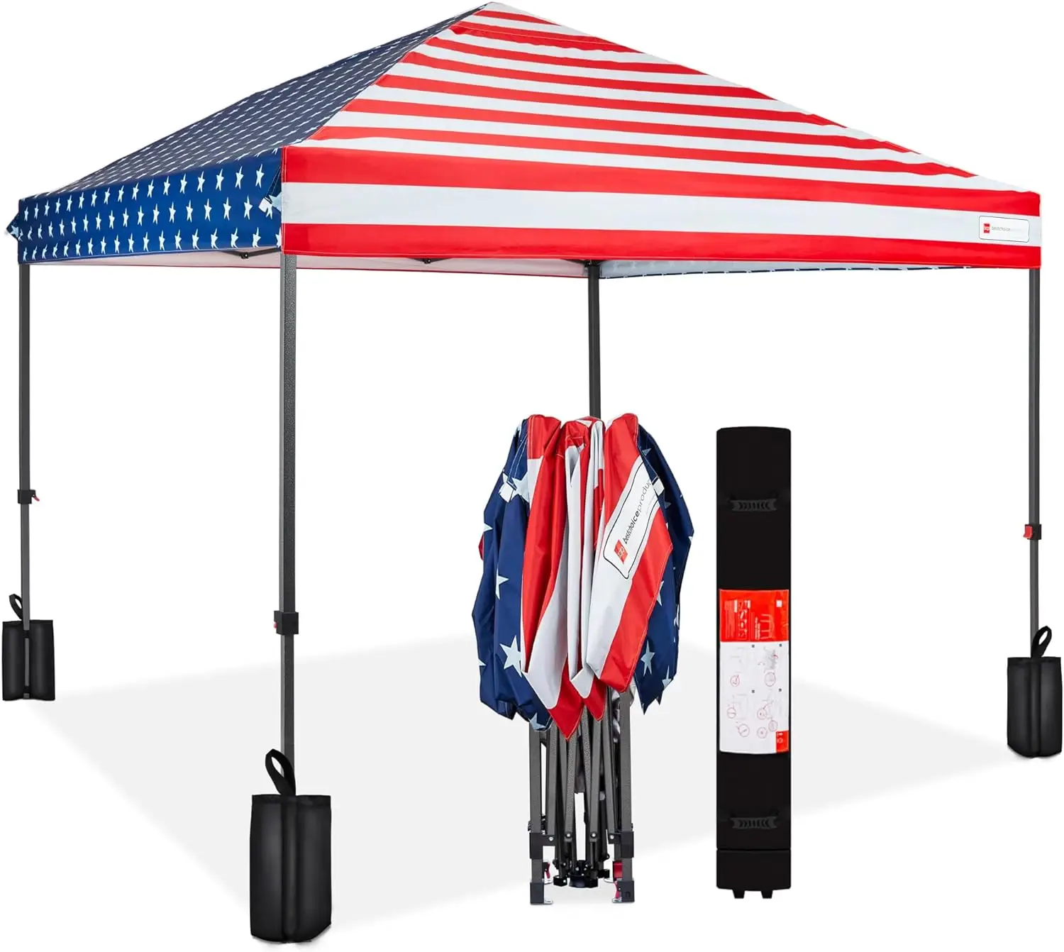 

10x10ft 1-Person Setup Pop Up Canopy Tent Instant Portable Shelter w/ 1-Button Push, Case, 4 Weight Bags