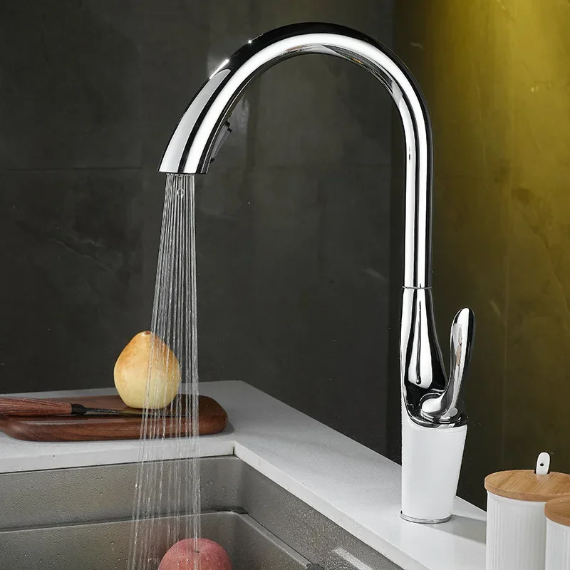 Tuqiu Pull Out Kitchen Faucets Silver Single Handl Black Kitchen Faucet Sink Tap Brass Rotating Water Mixer Tap Mixer Tap