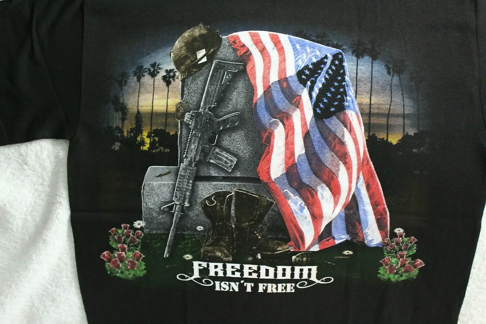 Freedom Isn't Free USA Flag Military Veterans T-Shirt 100% Cotton O-Neck Summer Short Sleeve Casual Mens T-shirt Size S-3XL
