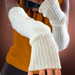 Long Fingerless Gloves Women Mitten Winter Arm Warmer Knitted Arm Sleeve Fashion Casual Soft Girls Clothes Punk Gothic Gloves