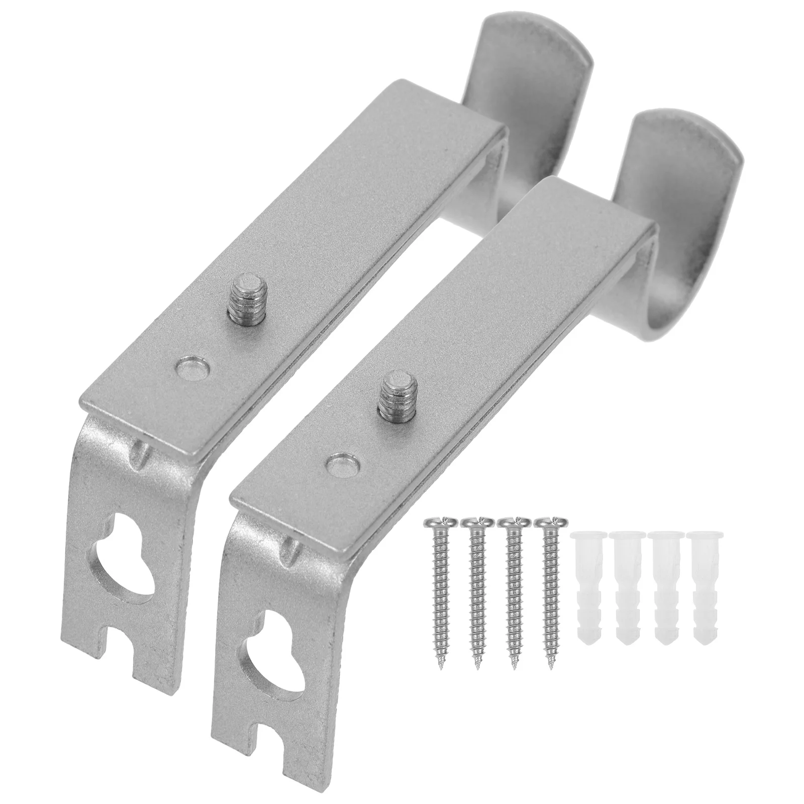 

2Pcs Iron Curtain Holders Adjustable Bracket Fits 19.05mm Rod Strong Hold Modern Minimalist Style Mounting Solution Silver