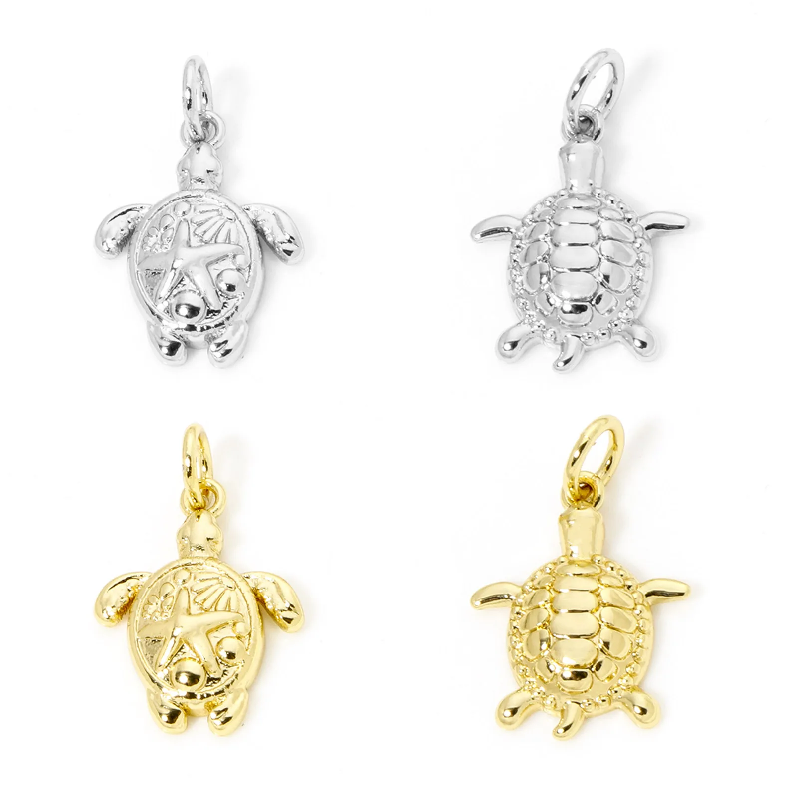 1pc New Brass Charms Gold Color Ocean Sea Turtle Tortoise Animal Pendant DIY Necklace Earrings For Women Men Jewelry Findings