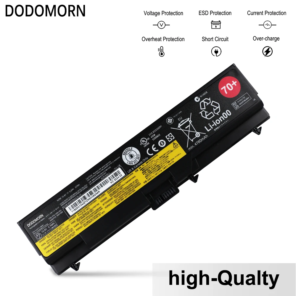 بطارية DODOMORN-لاب توب لينوفو ثينك باد L430 L530 T430 T430I T530 T530 W530 W530 W530I 42T4703 42T4819 57Wh ، 45N1001 45N1000 70 +