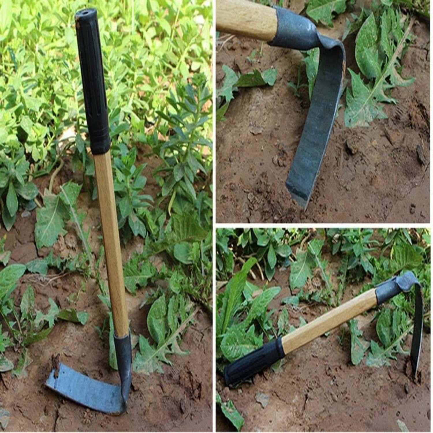 Professional Premium Solid Aim Hand Held Wooden Handled Pick Mattock for Precision Gardening - Rock-shaped Digging Tool for Cult