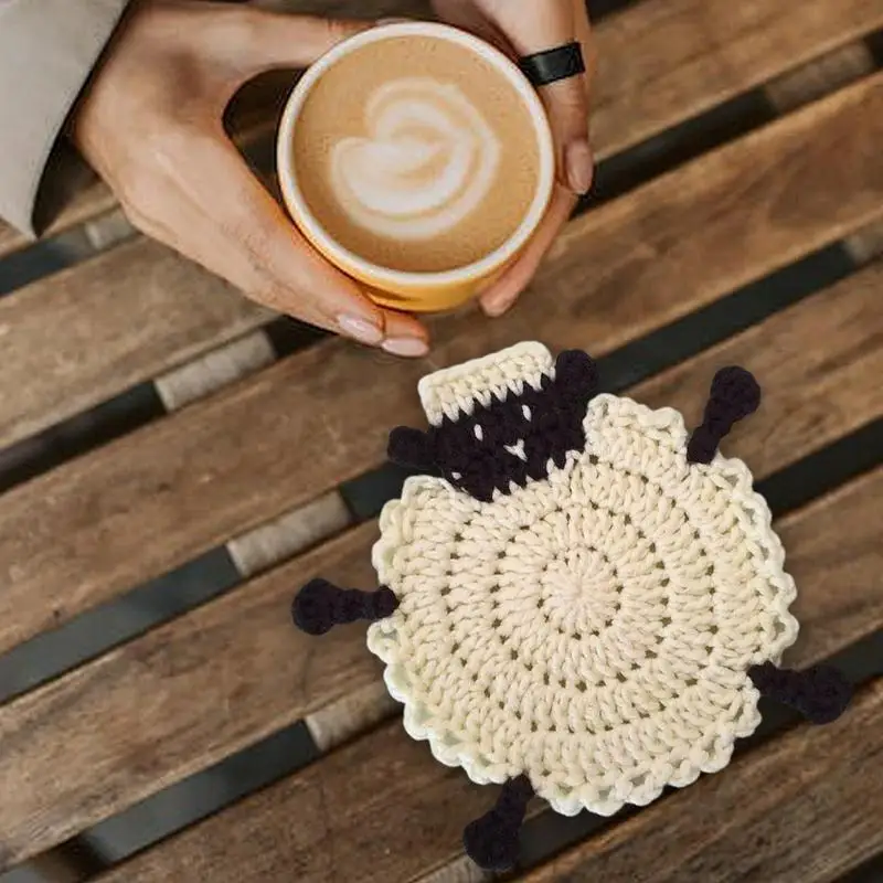 Handmade Crochet Coasters Knitted Table Desk Decoration Unique Heat Insulation Woven Coaster For Family Friends Colleagues