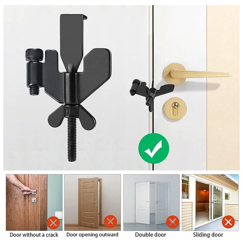 Portable Door Lock Upgraded Adjustable Lock For Additional Privacy And Safety In Apartment Prevent Entry